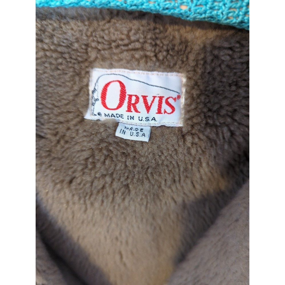 Vintage Orvis Canvas Sherpa Fur Trench Coat Jacket Long Womens 10 Brown Taupe - Picture 7 of 13